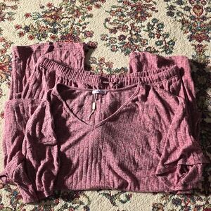 Cozy Pink Ribbed Lounge Set